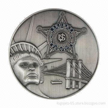 Zinc alloy coin without color filled, different colors of plating and effects are available